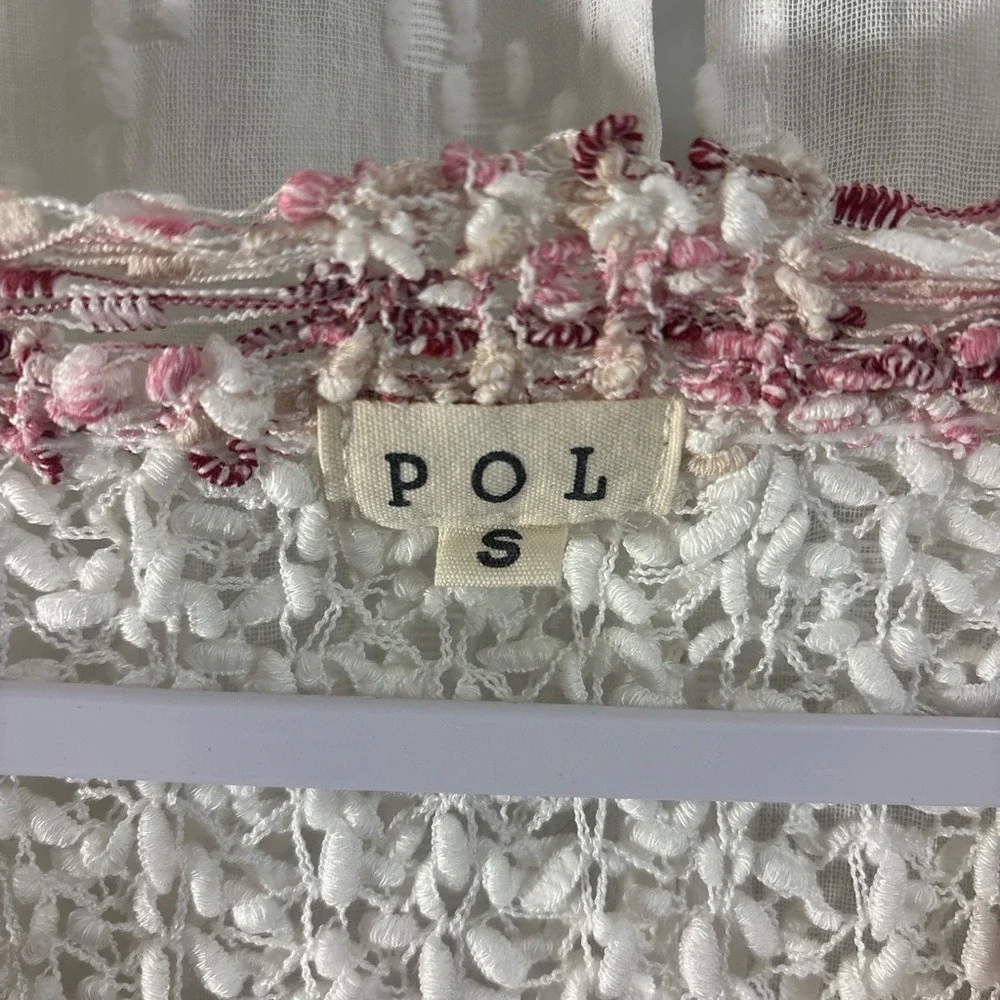 POL Clothing Womens V-Neck Loose Knit Striped Sweater Pink Cream Boho Size S‎